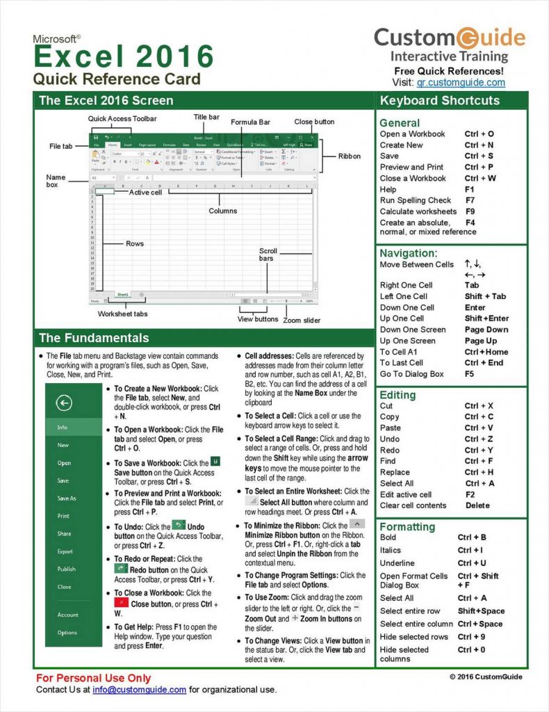 Microsoft Excel 2016 Reference Card (100% discount) | SharewareOnSale